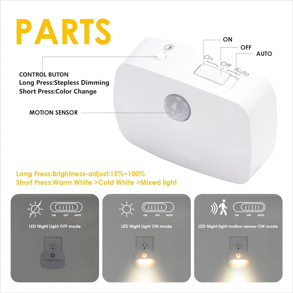 LED Night Light Plug In Smart Motion Sensor